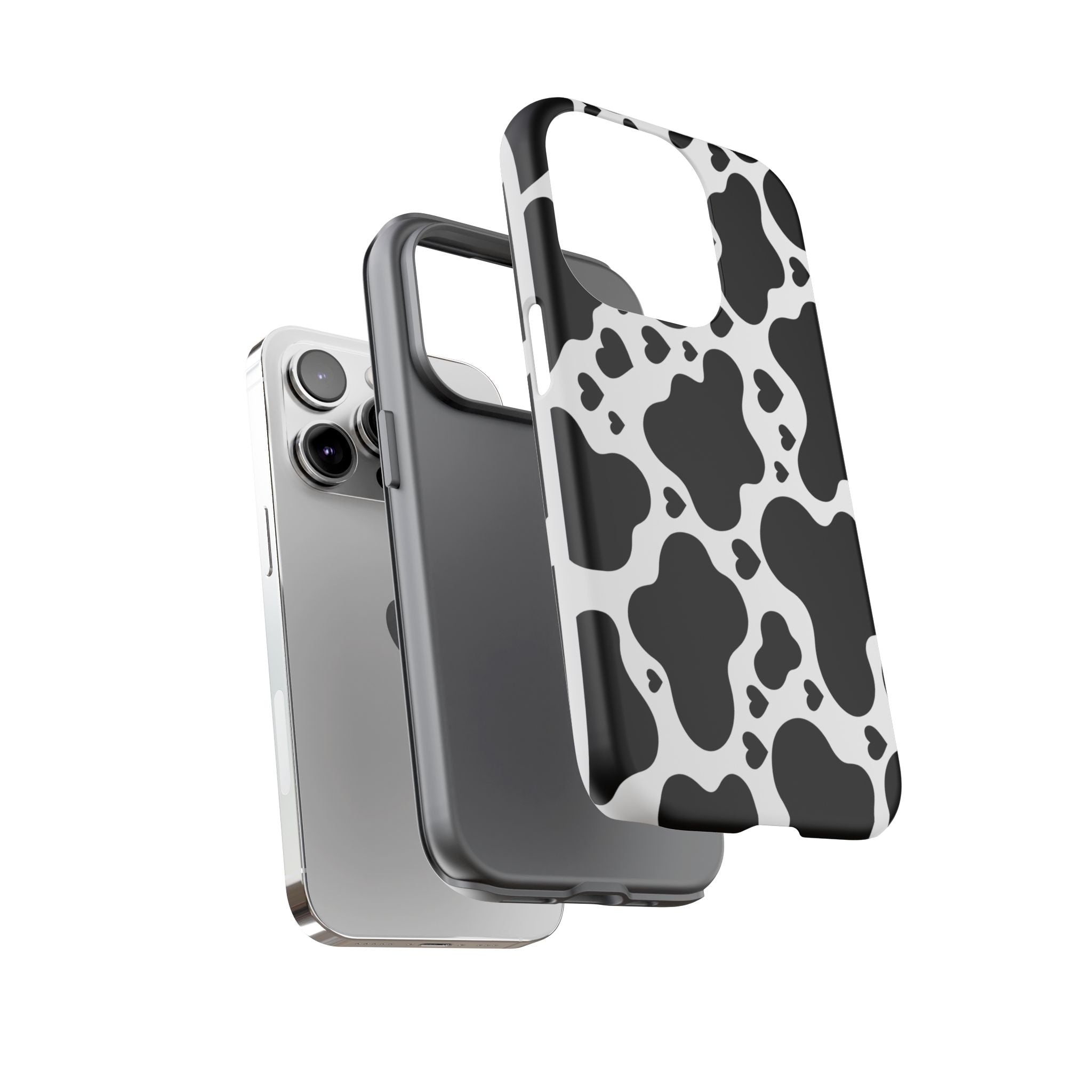 Cow Print Tough Phone Case – Black & White Protective iPhone Cover