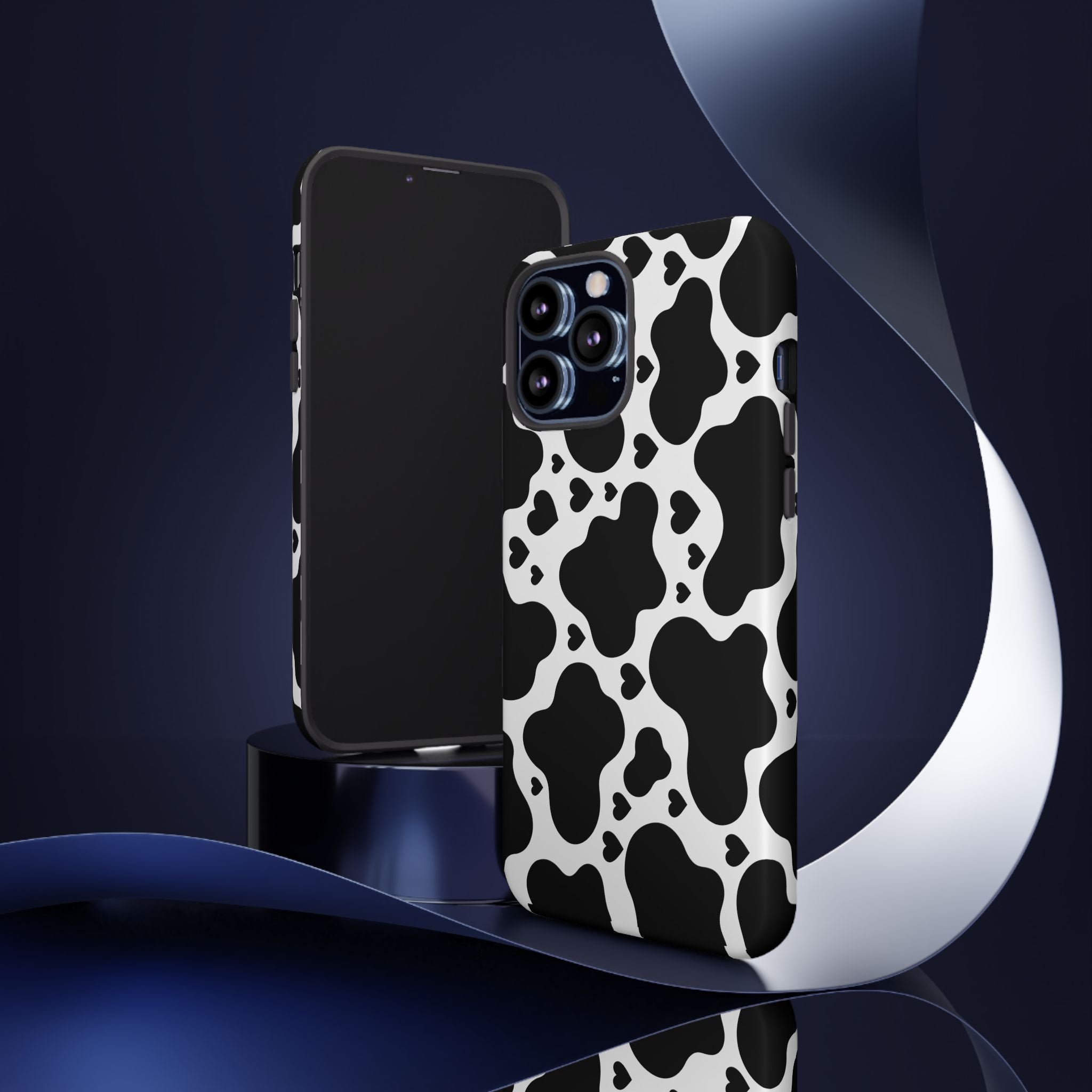 Cow Print Tough Phone Case – Black & White Protective iPhone Cover