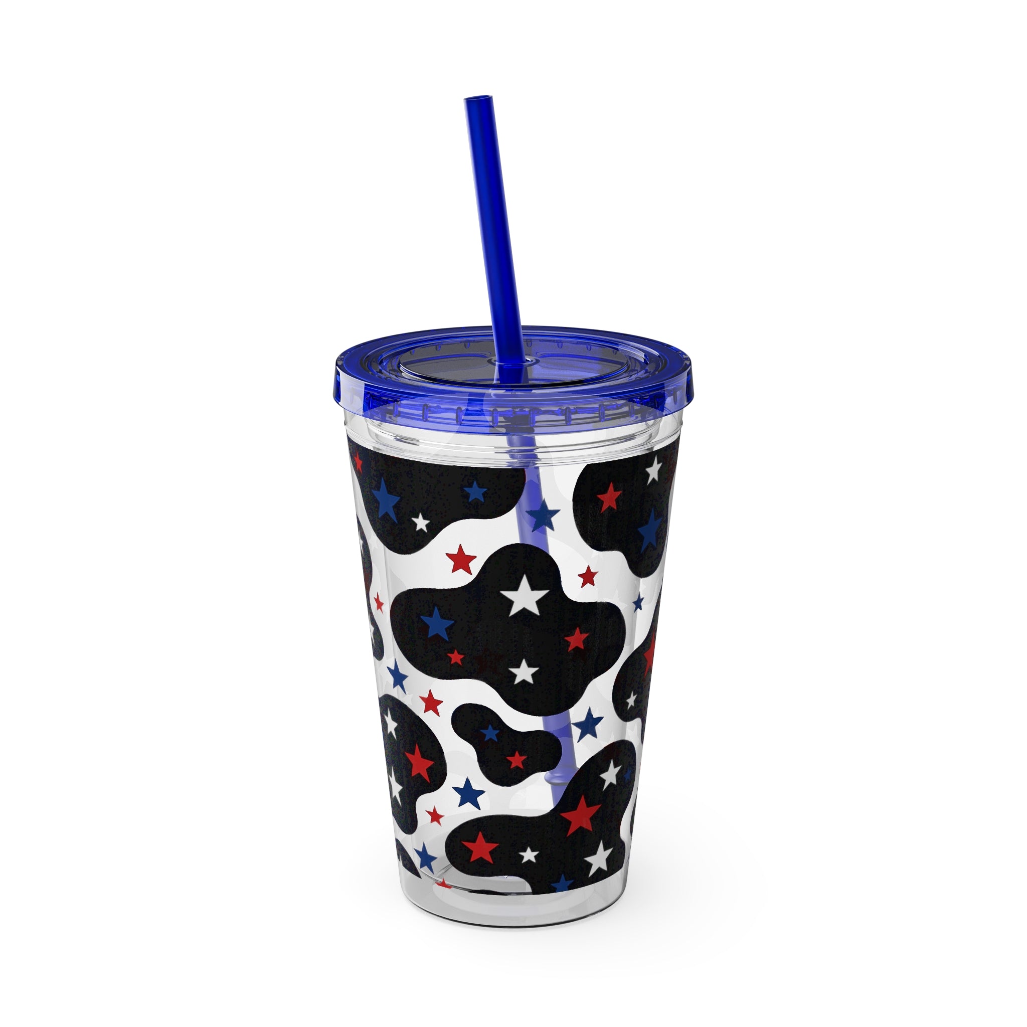 16oz Patriotic Star Cowhide Tumbler with Straw