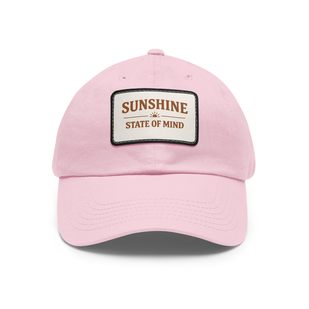 Sunshine State of Mind Leather Patch Dad Hat — Pink Casual Baseball Cap