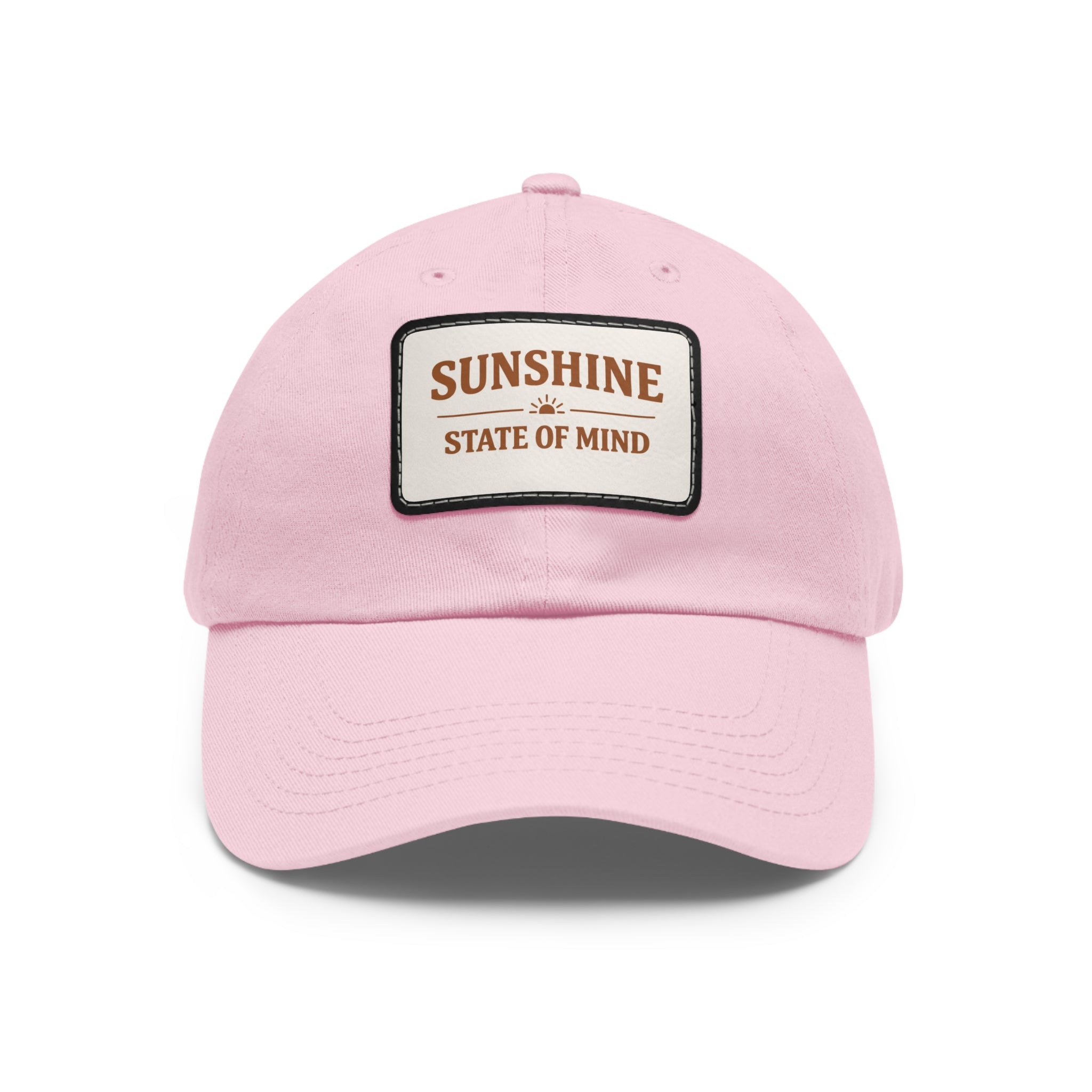 Sunshine State of Mind Leather Patch Dad Hat — Pink Casual Baseball Cap