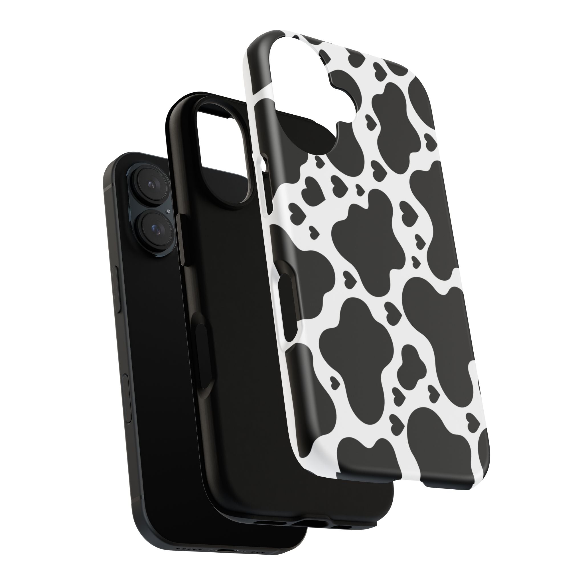 Cow Print Tough Phone Case – Black & White Protective iPhone Cover