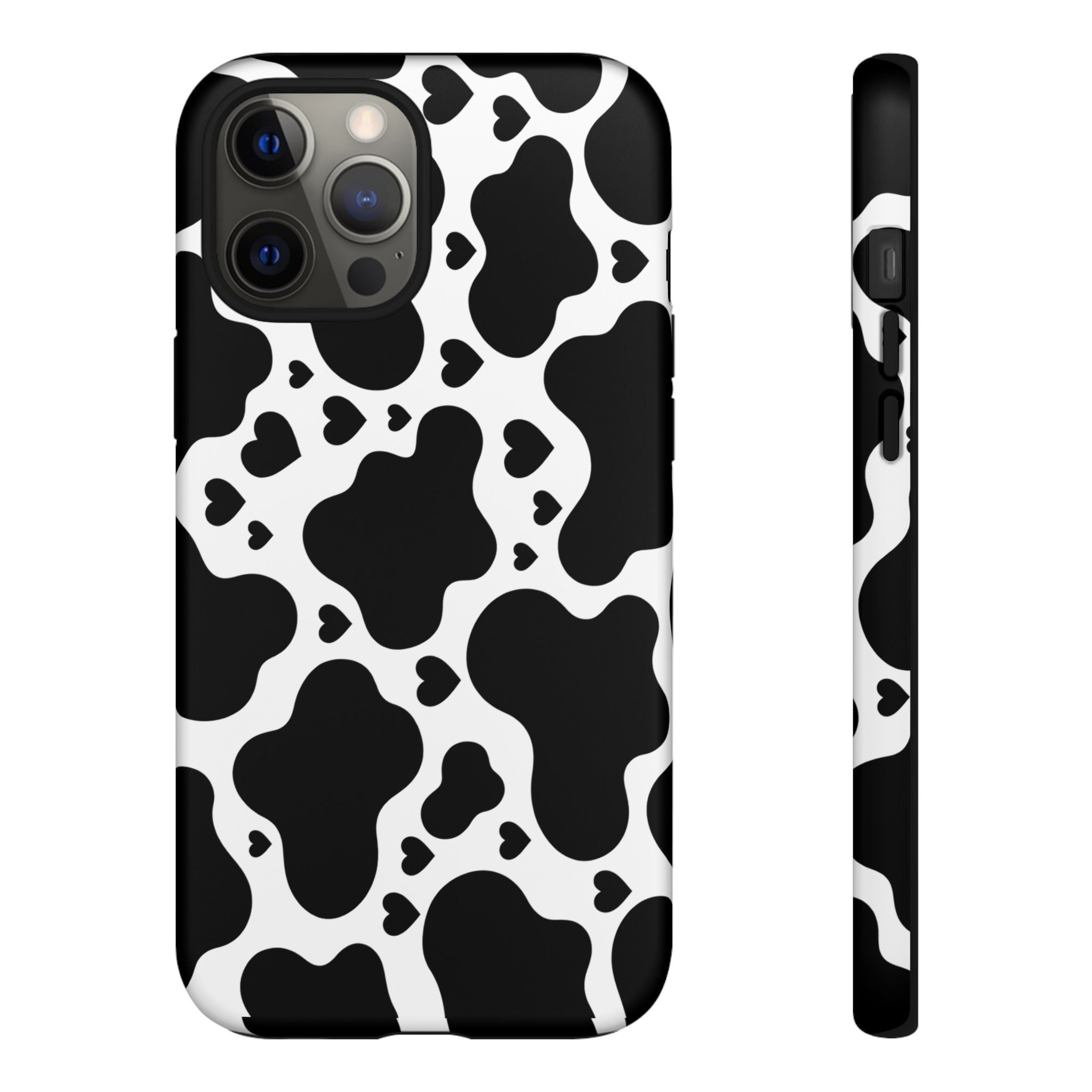 Cow Print Tough Phone Case – Black & White Protective iPhone Cover
