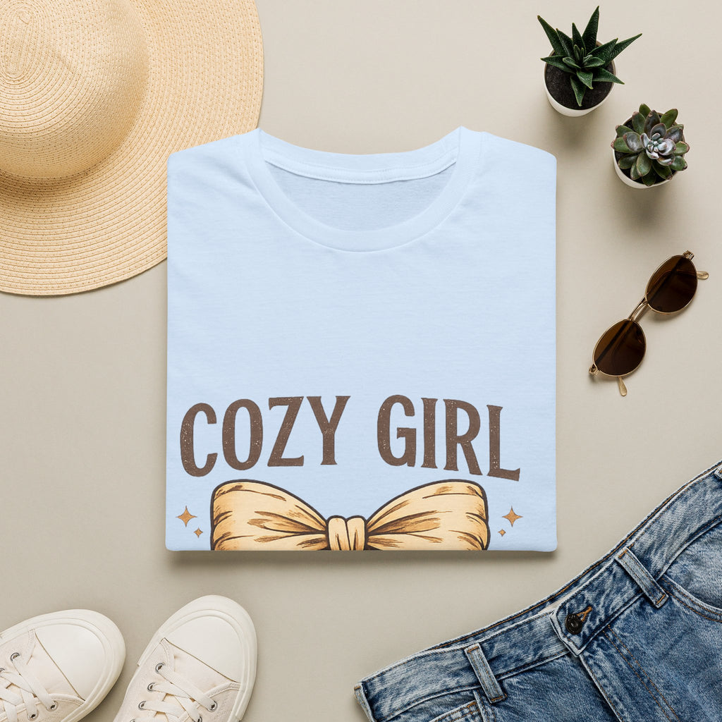 Cozy Girl Graphic T-Shirt — Cute Bow Lounge Tee for Relaxing at Home