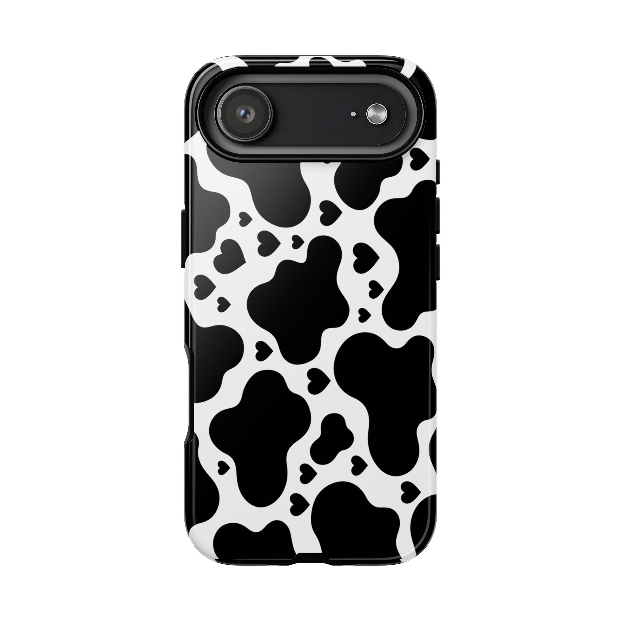 Cow Print Tough Phone Case – Black & White Protective iPhone Cover