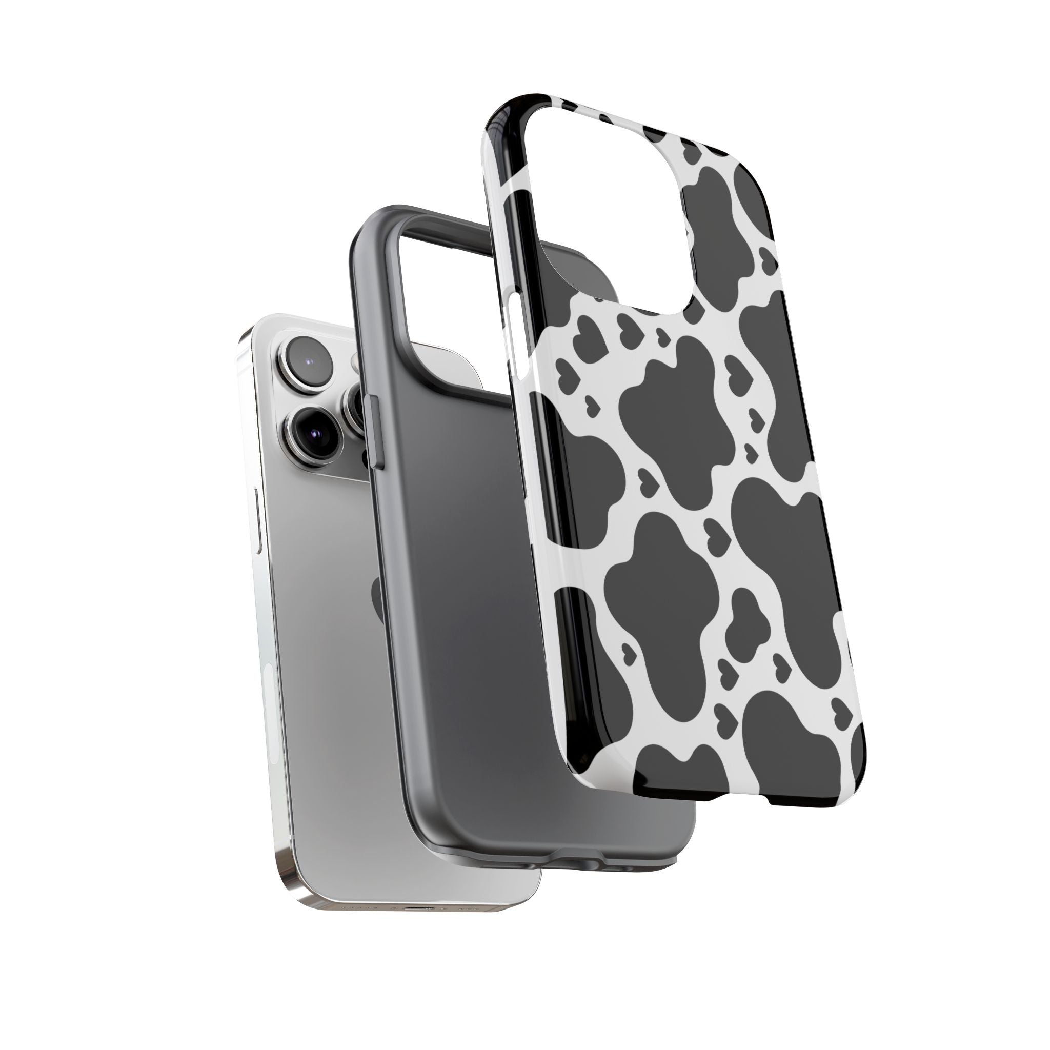 Cow Print Tough Phone Case – Black & White Protective iPhone Cover
