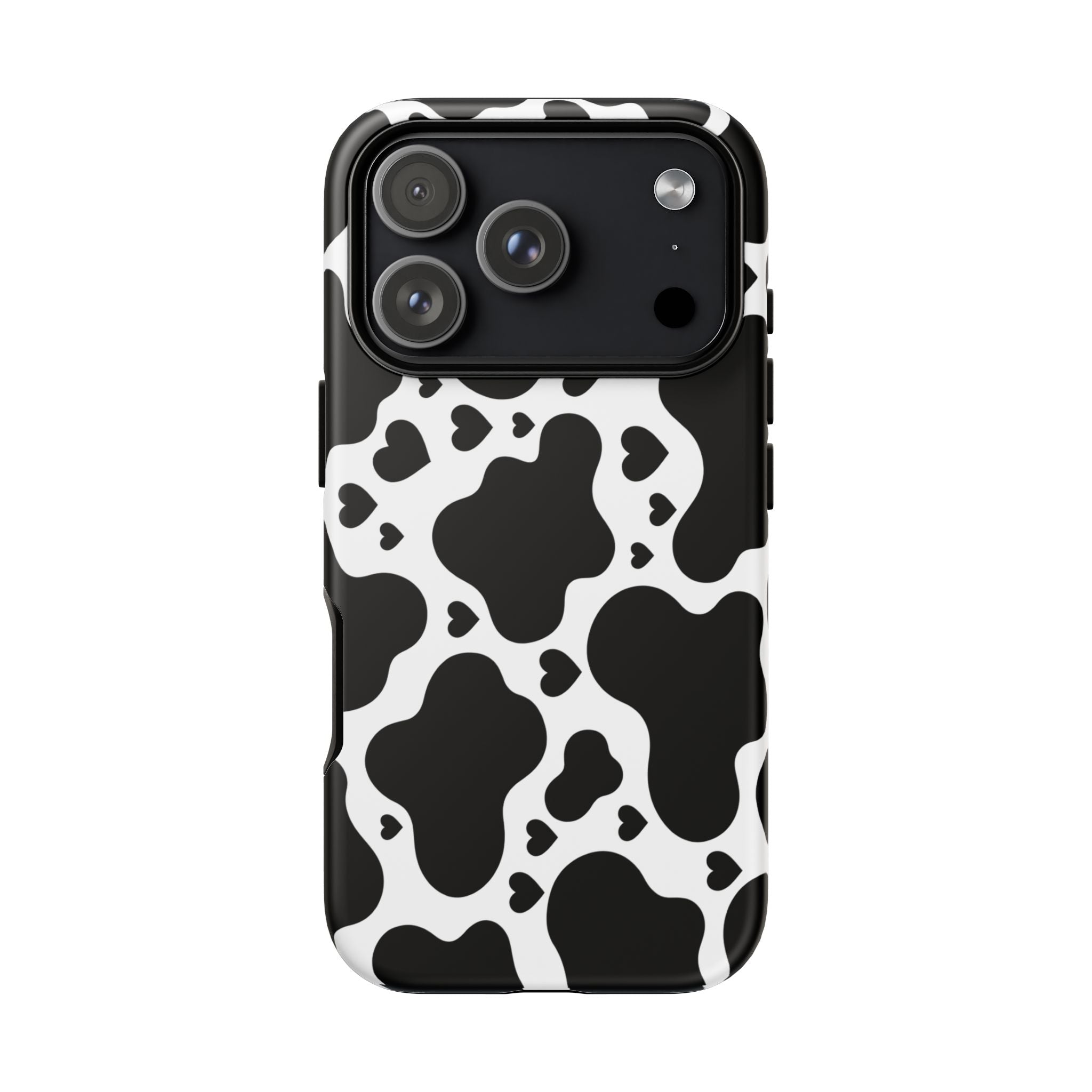 Cow Print Tough Phone Case – Black & White Protective iPhone Cover