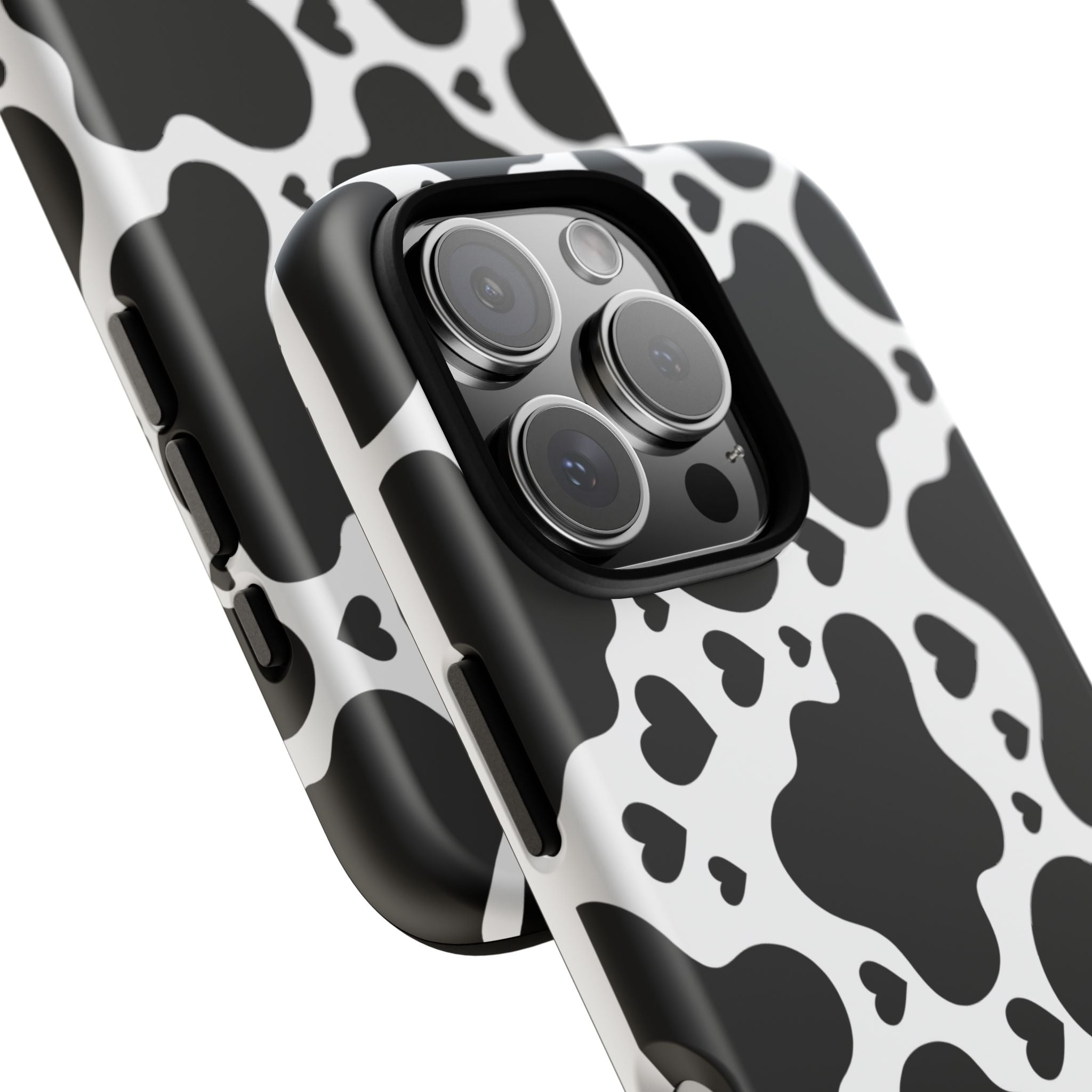 Cow Print Tough Phone Case – Black & White Protective iPhone Cover