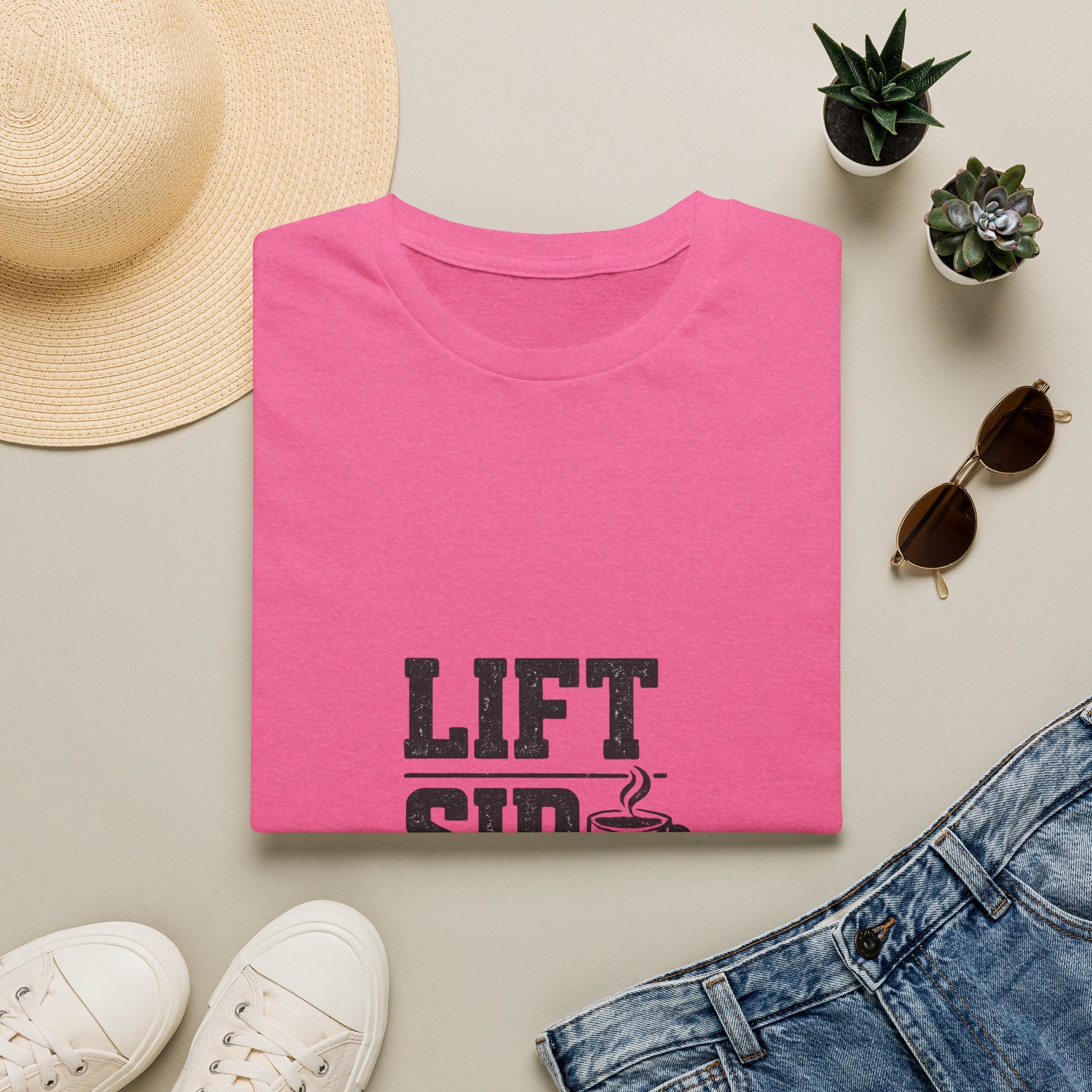 Lift Sip Shine T-Shirt — Morning Coffee & Workout Motivational Tee