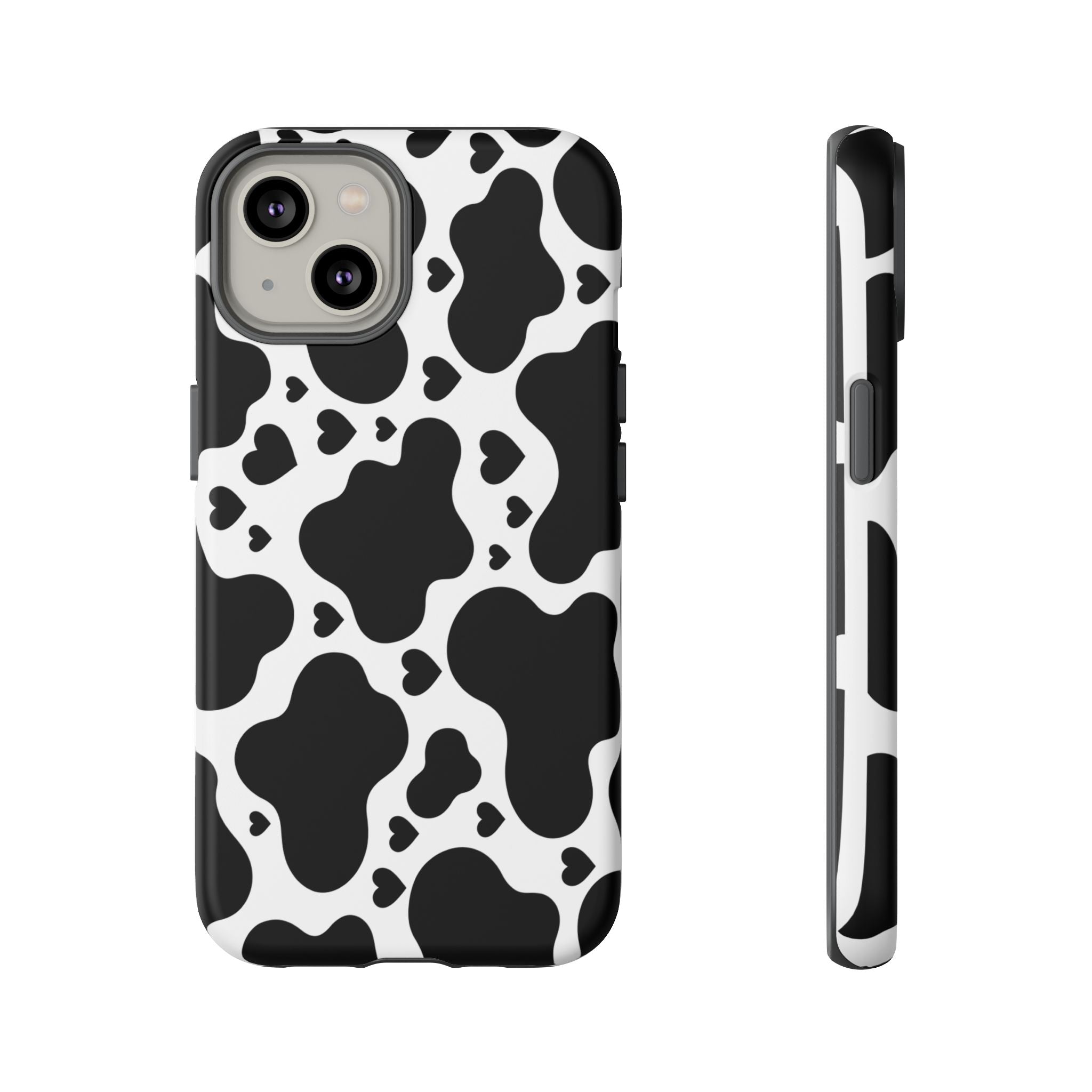 Cow Print Tough Phone Case – Black & White Protective iPhone Cover