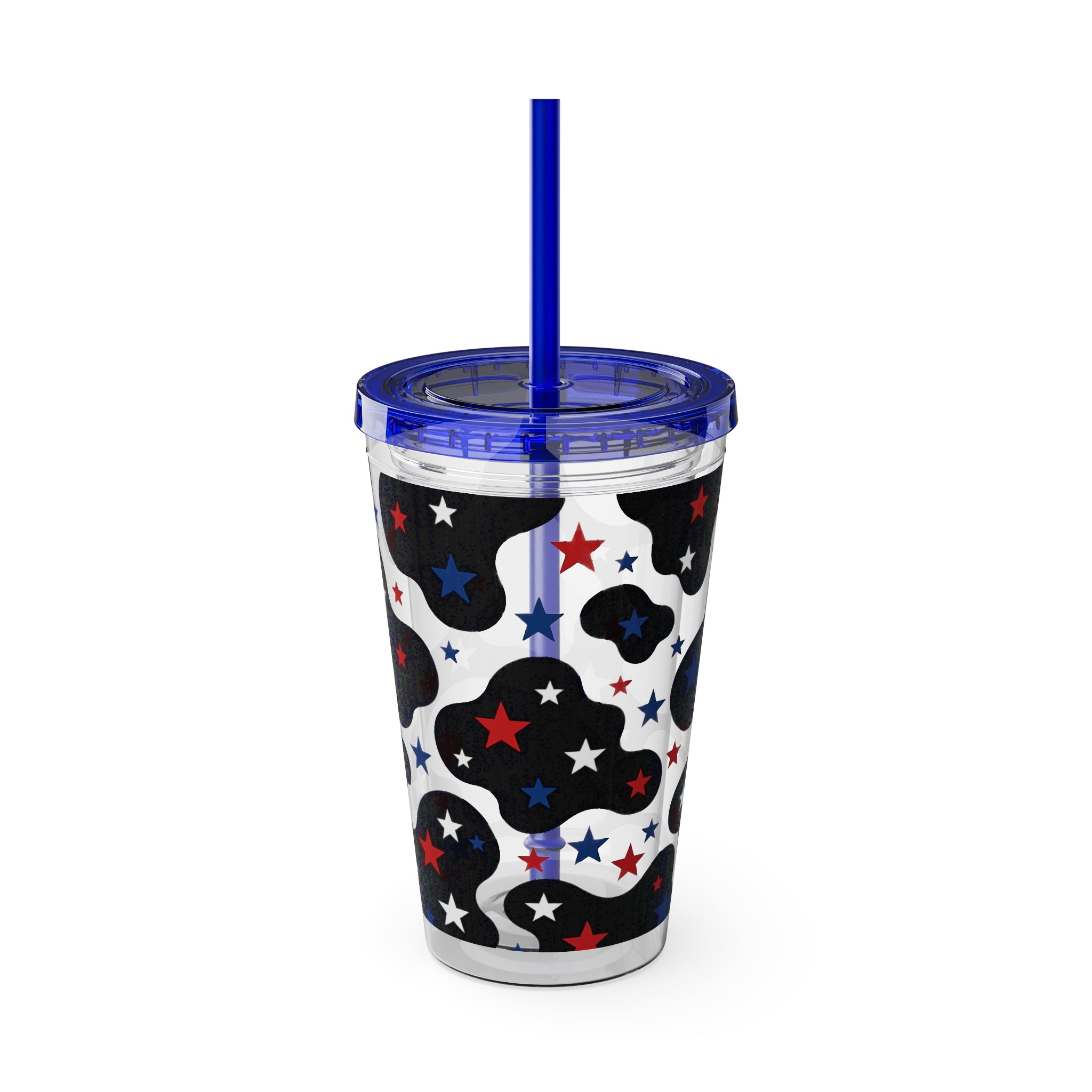 16oz Patriotic Star Cowhide Tumbler with Straw