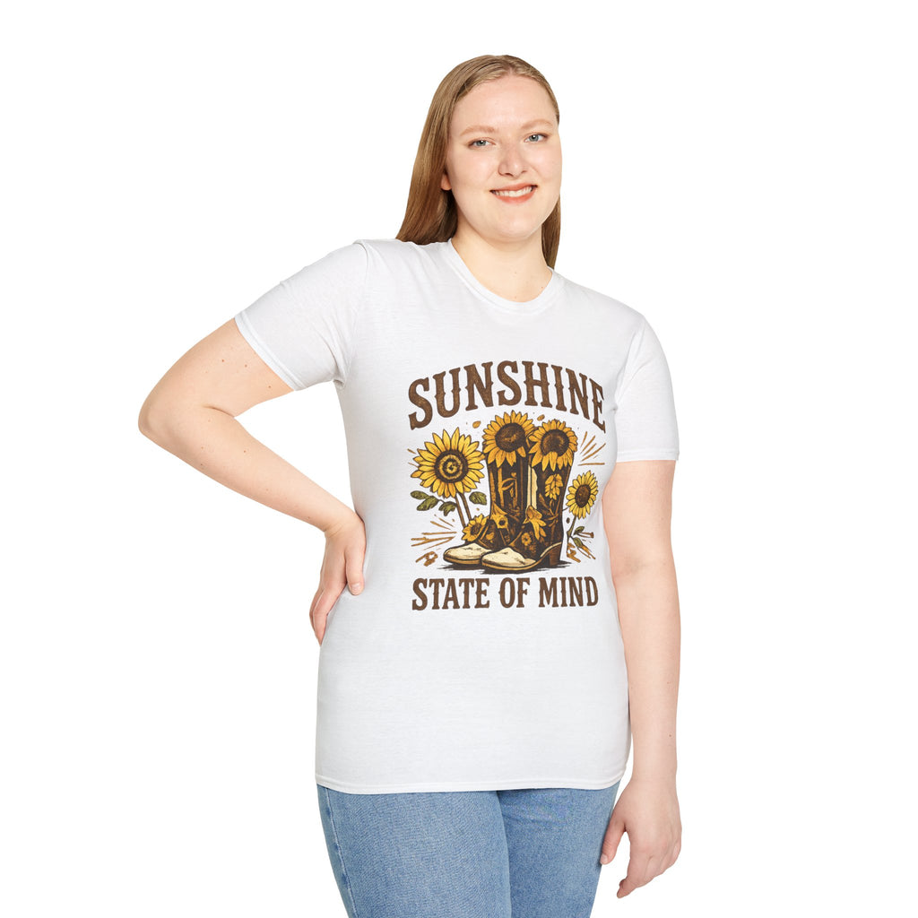 Sunshine State of Mind T-Shirt — Sunflower Cowboy Boots Graphic Tee