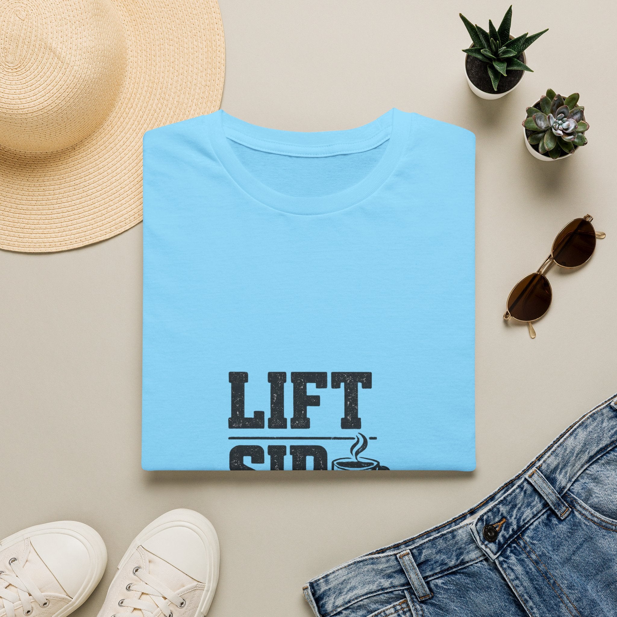 Lift Sip Shine T-Shirt — Morning Coffee & Workout Motivational Tee