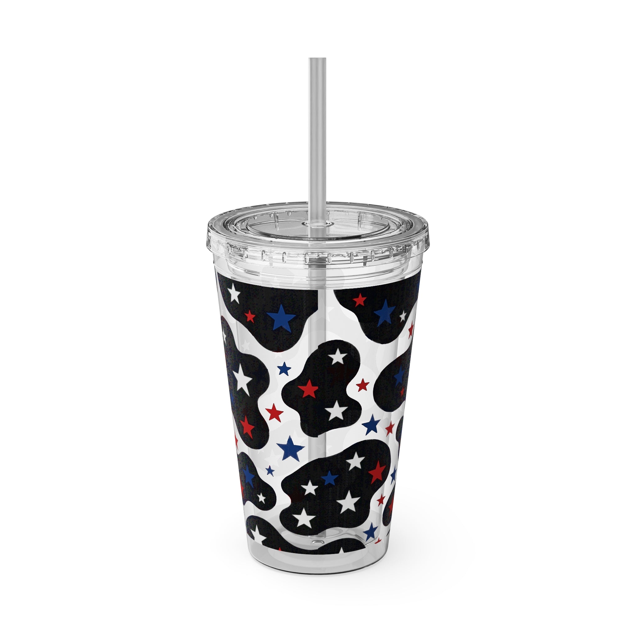 16oz Patriotic Star Cowhide Tumbler with Straw