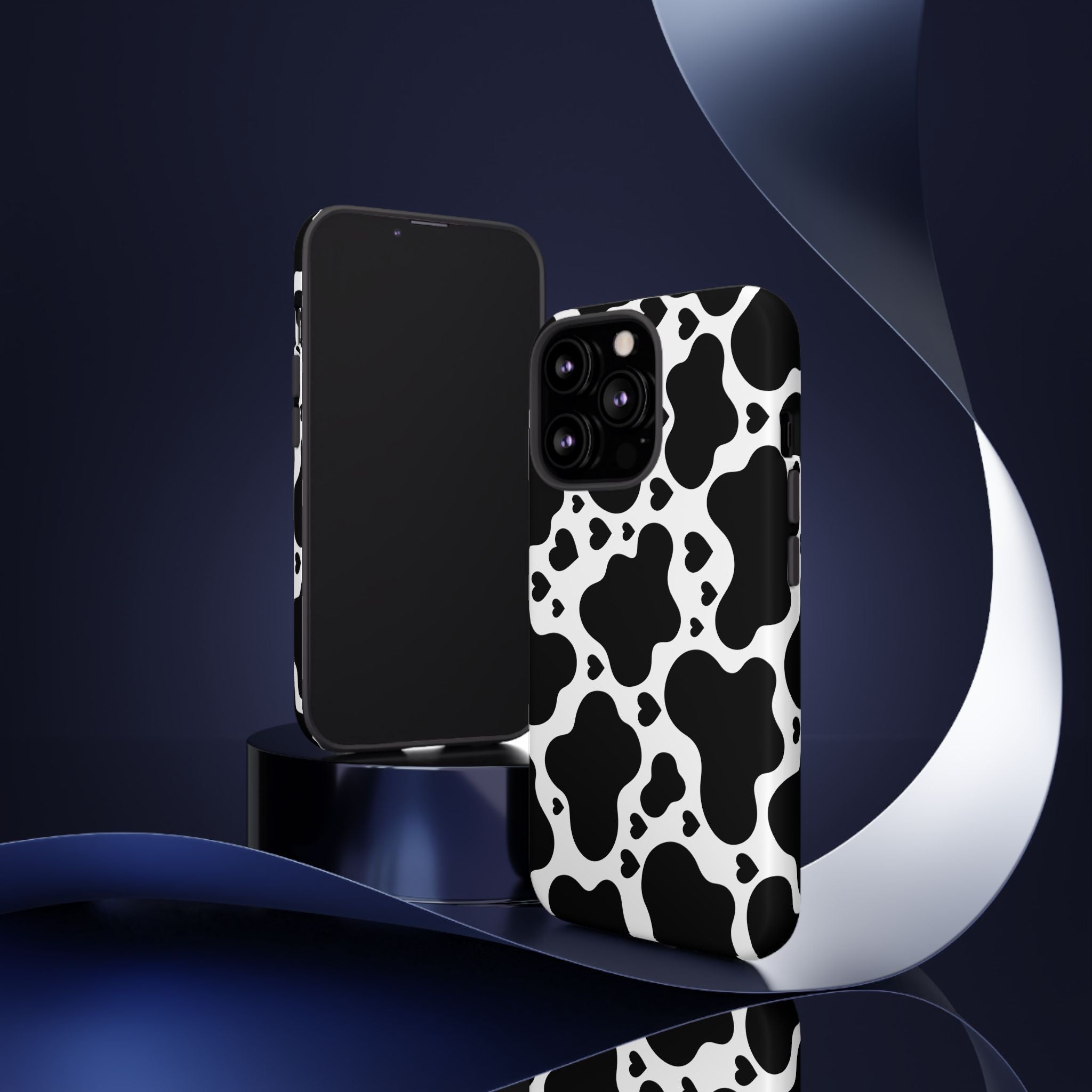 Cow Print Tough Phone Case – Black & White Protective iPhone Cover