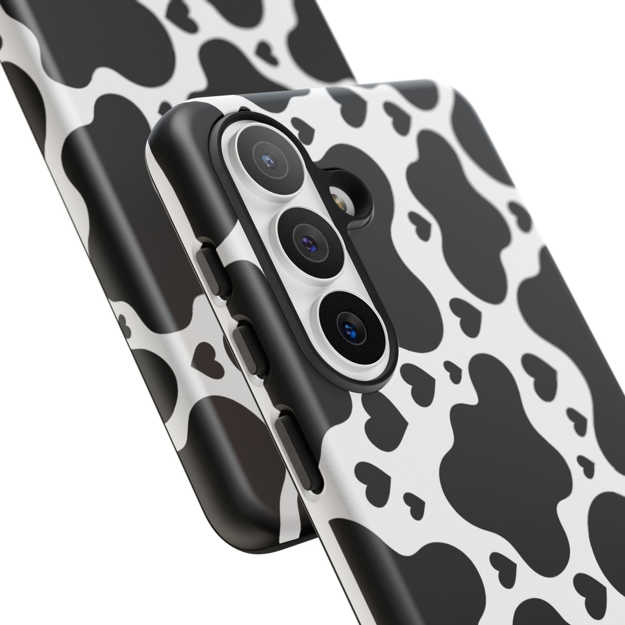 Cow Print Tough Phone Case – Black & White Protective iPhone Cover