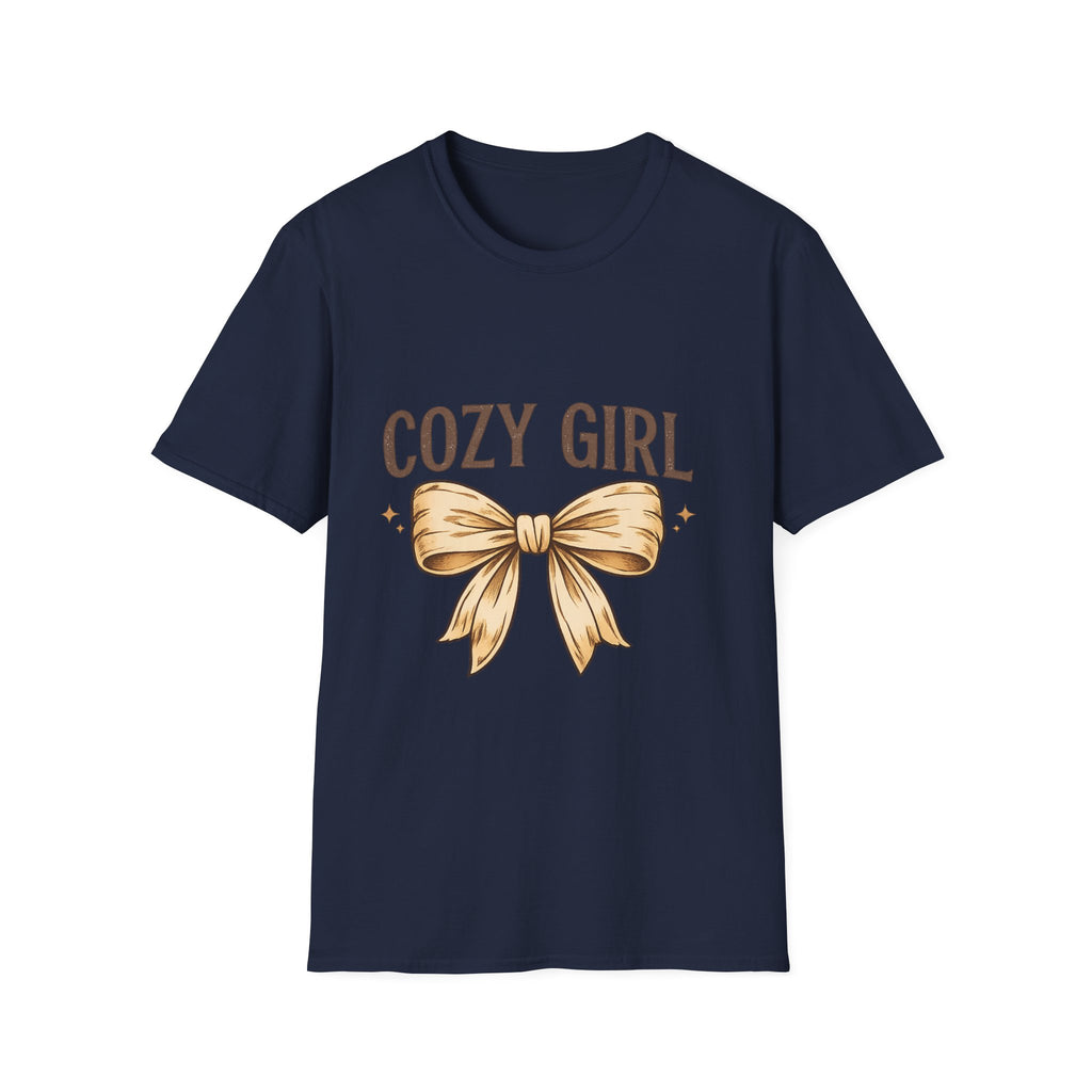 Cozy Girl Graphic T-Shirt — Cute Bow Lounge Tee for Relaxing at Home