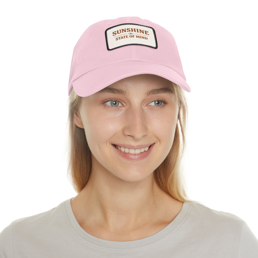 Sunshine State of Mind Leather Patch Dad Hat — Pink Casual Baseball Cap